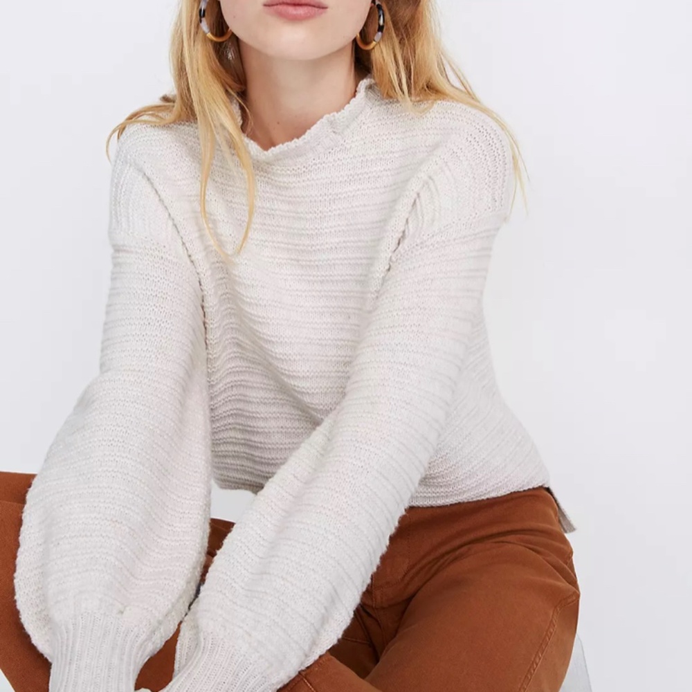 Madewell ruffle neck pullover sweater